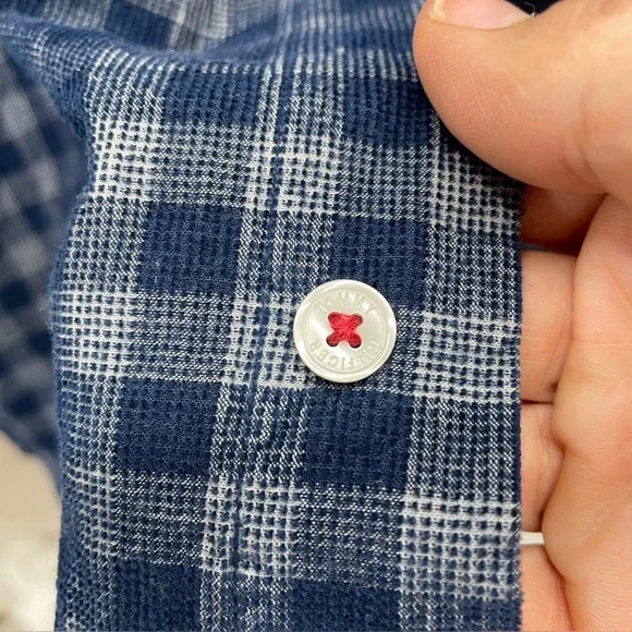 Tommy Hilfiger Button Down Shirt Mens Large Blue Gingham Regular Fit Long Sleeve - Picture 4 of 9